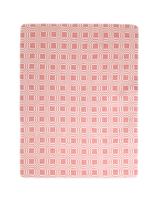 Unfolded reversible big checkered design with red and white lines that overlap