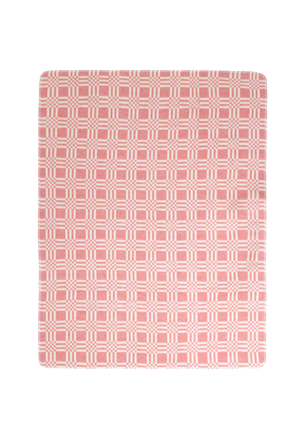 Unfolded reversible big checkered design with red and white lines that overlap